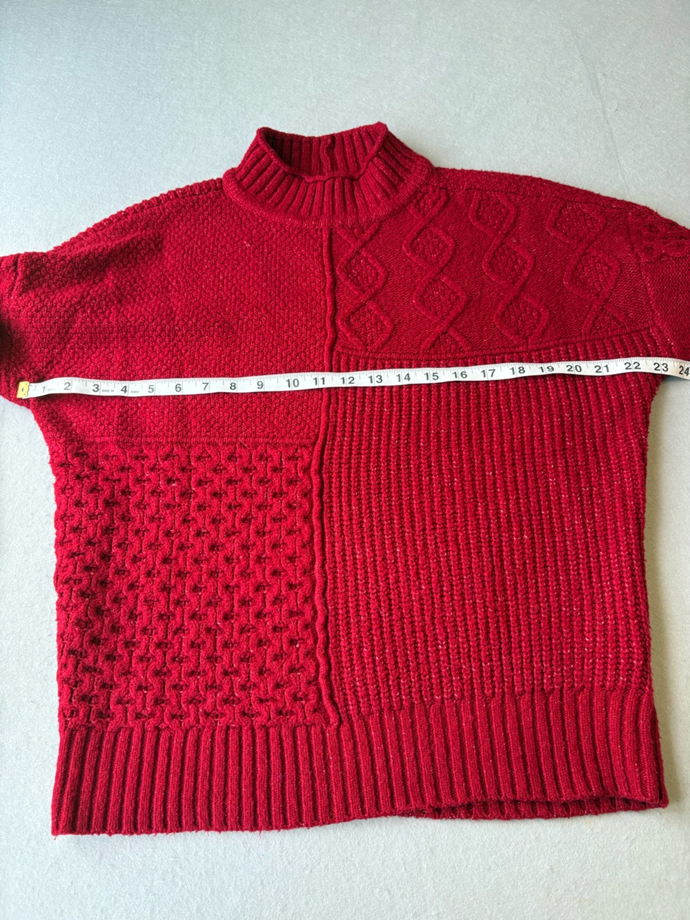 Y2K American Eagle Red Cable-Knit Turtleneck Sweater Sz M - Picture 9 of 10
